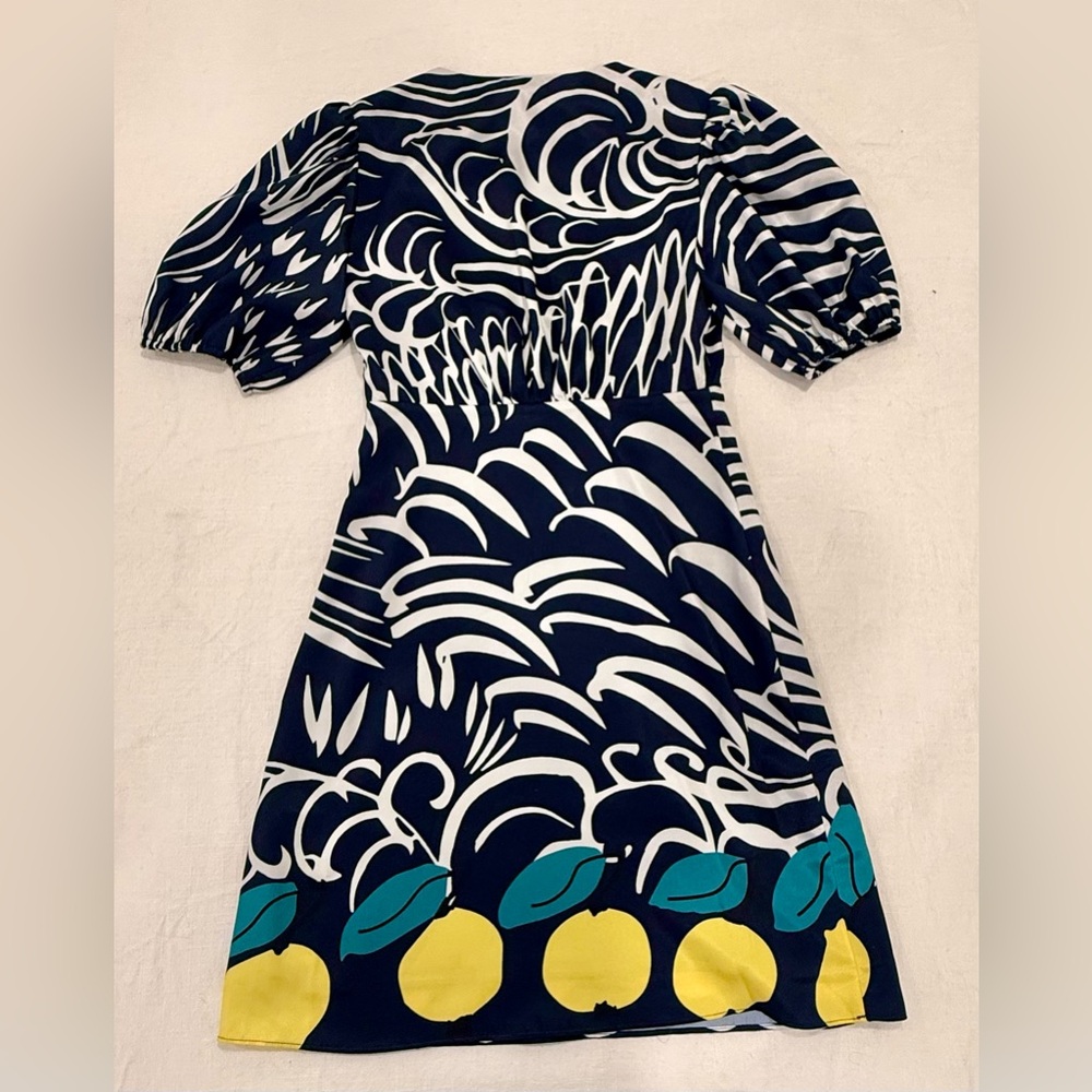 NWT STAUD Mini Milla Dress in Navy Lemon Print - Picture 3 of 4